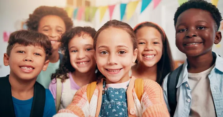 Smiling students together